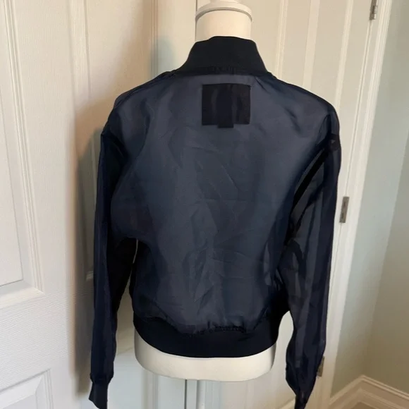 Sanctuary Evereve Skyline organza Navy Sheer Bomber Jacket - Picture 5 of 10